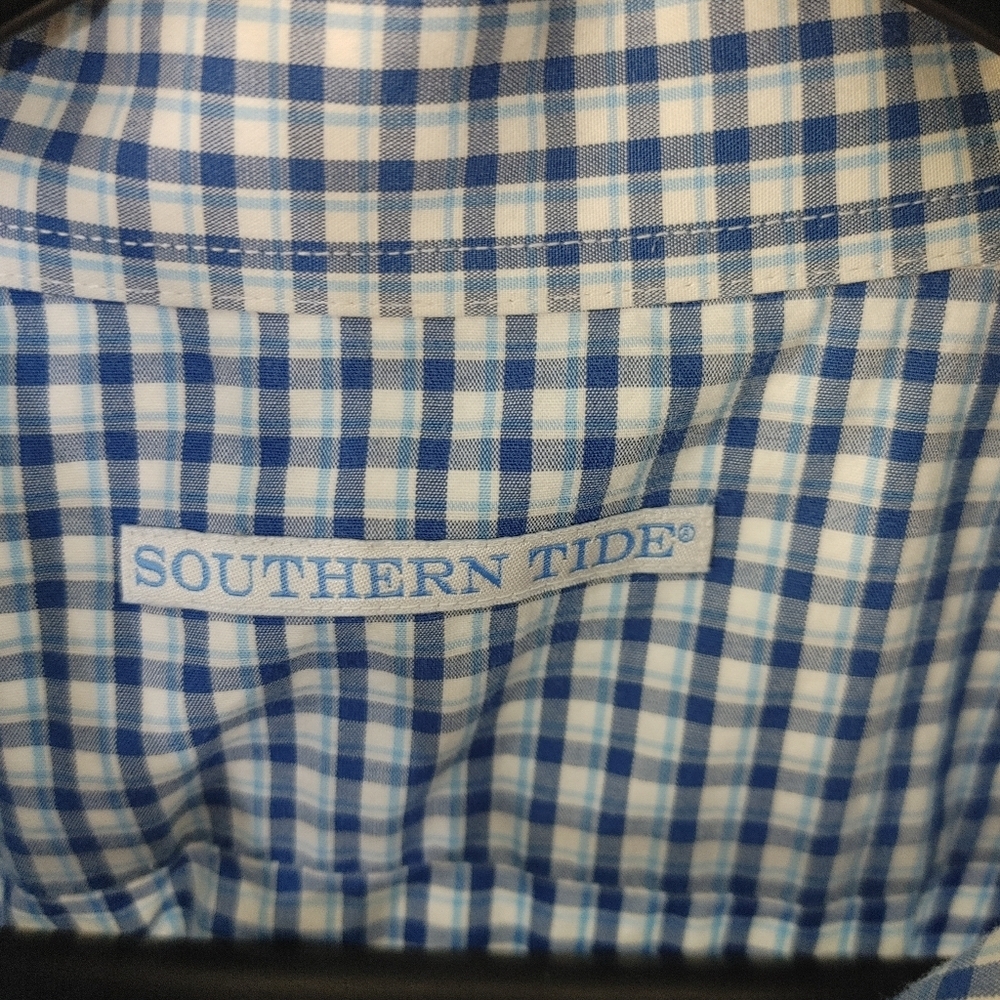 Southern Tide Blue Check Button Down Shirt - Size XXL - Picture 4 of 10